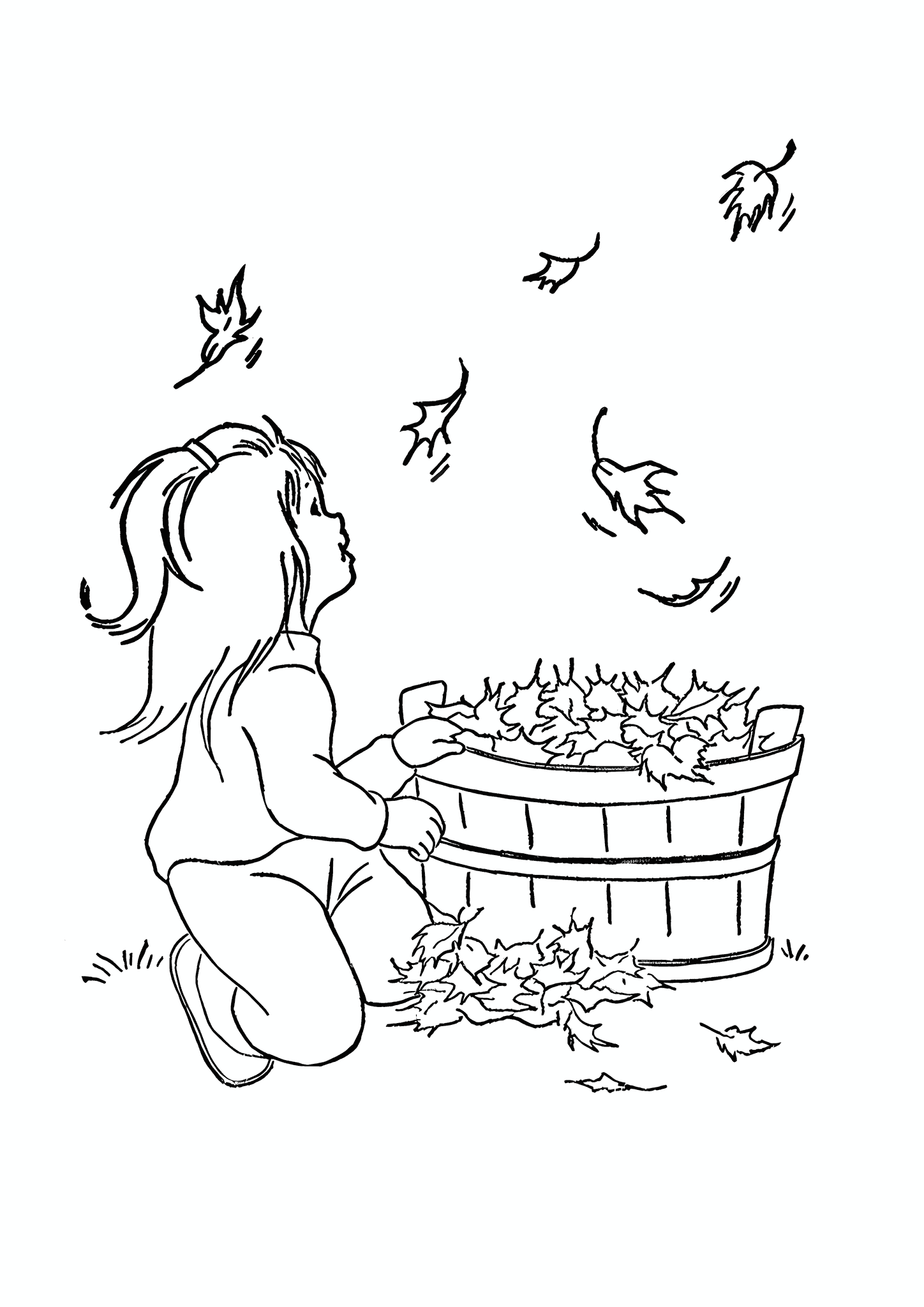 Autumn: Girl with a Basket of Leaves