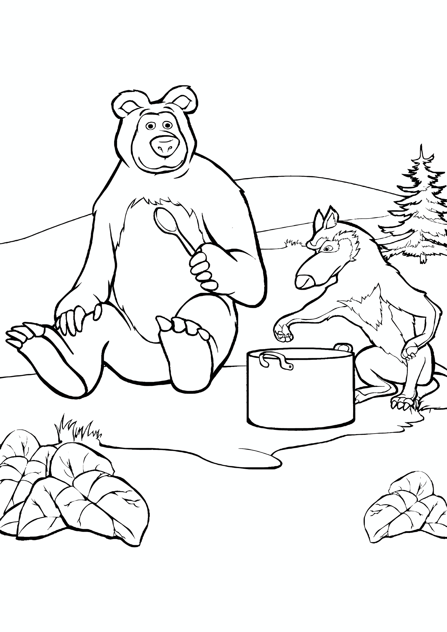 Masha and the Bear: Bear Has Dinner with Wolf