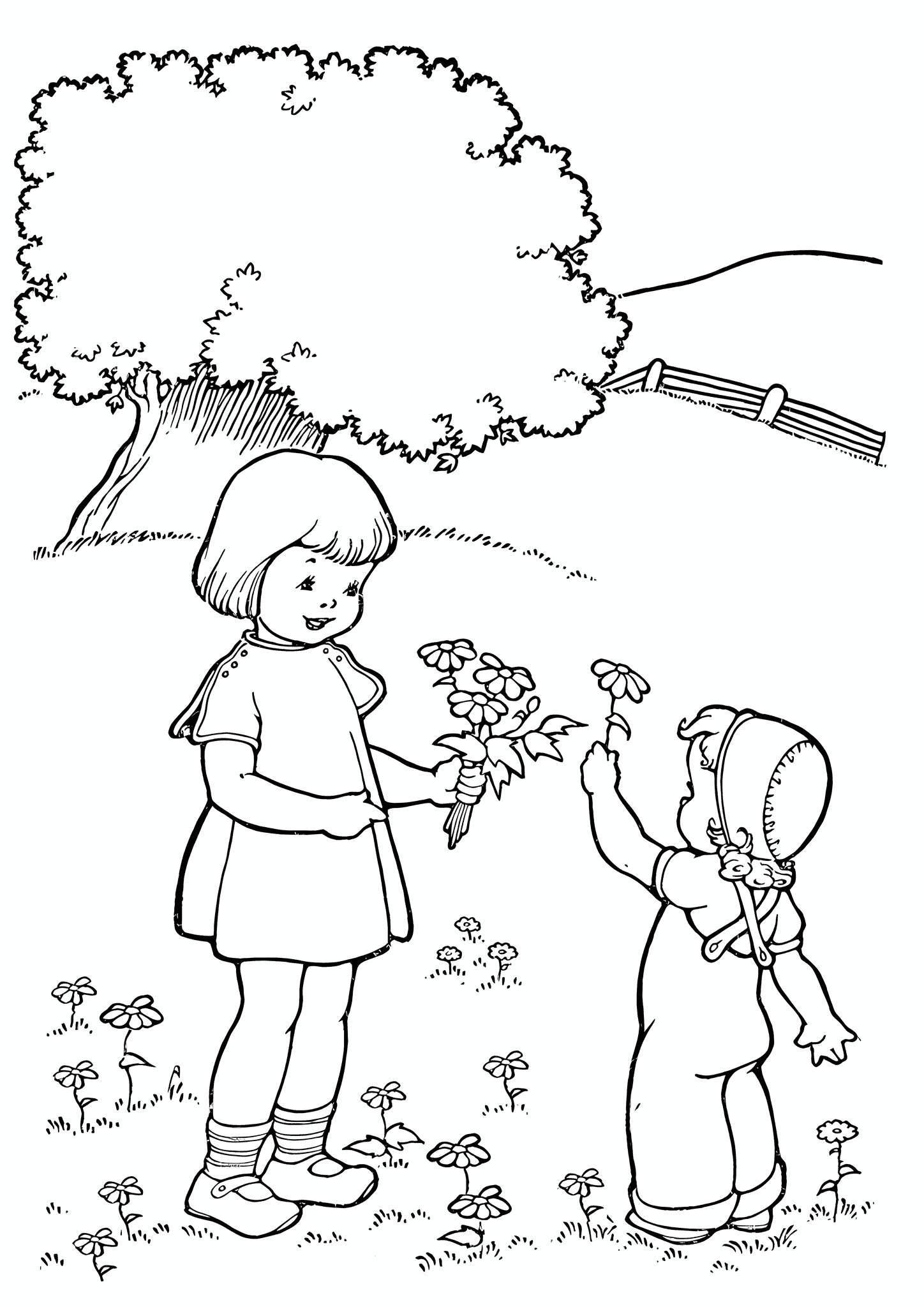Spring: Girls Picking Flowers