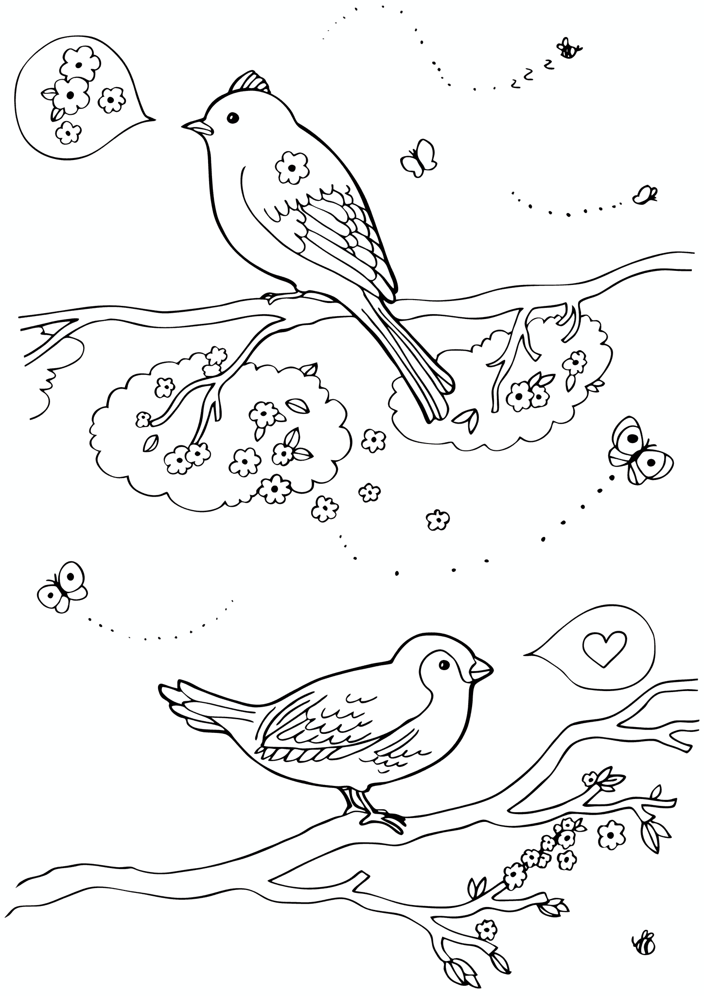 Spring: Birds on Branches