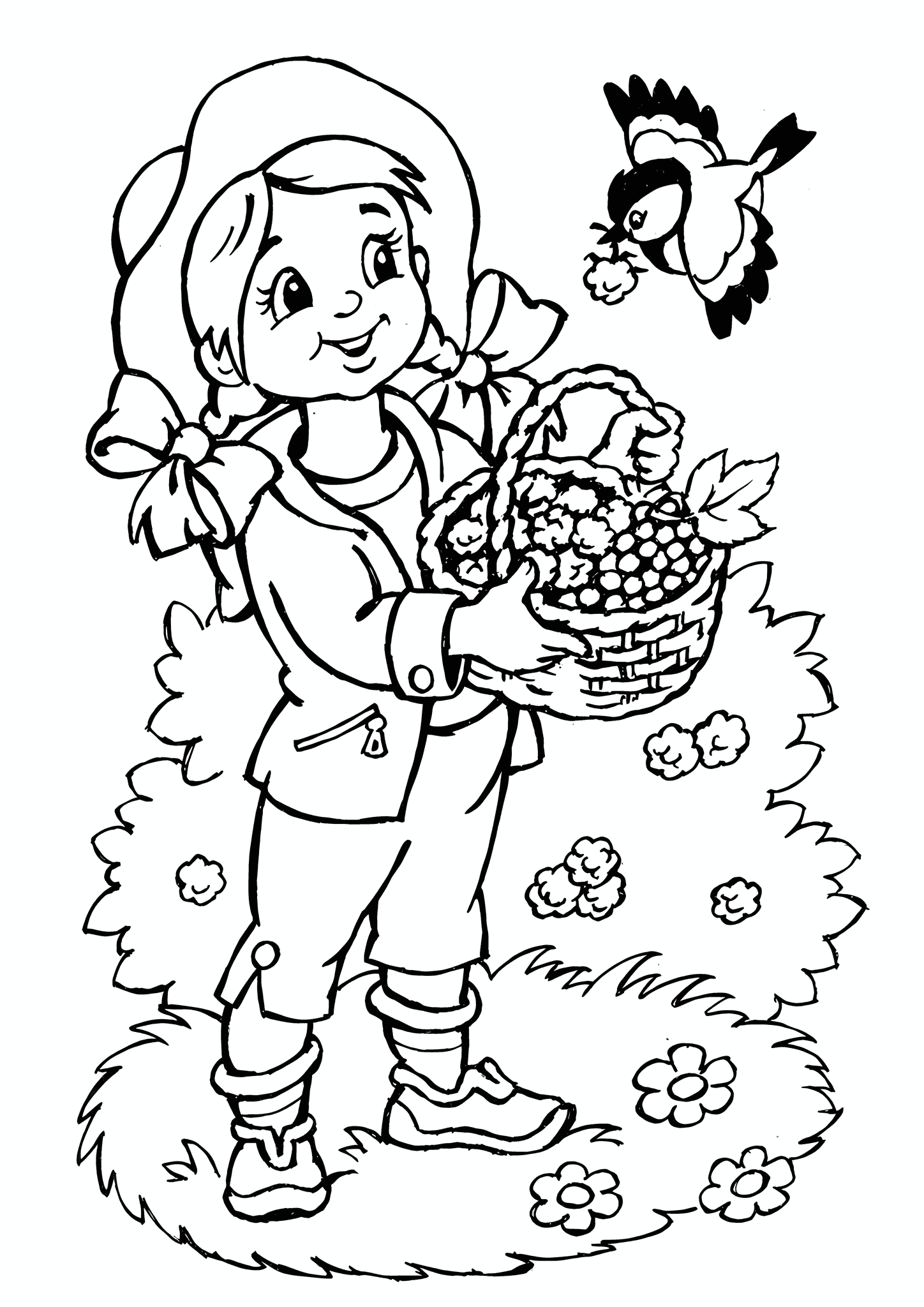 Summer: Girl Picks Berries