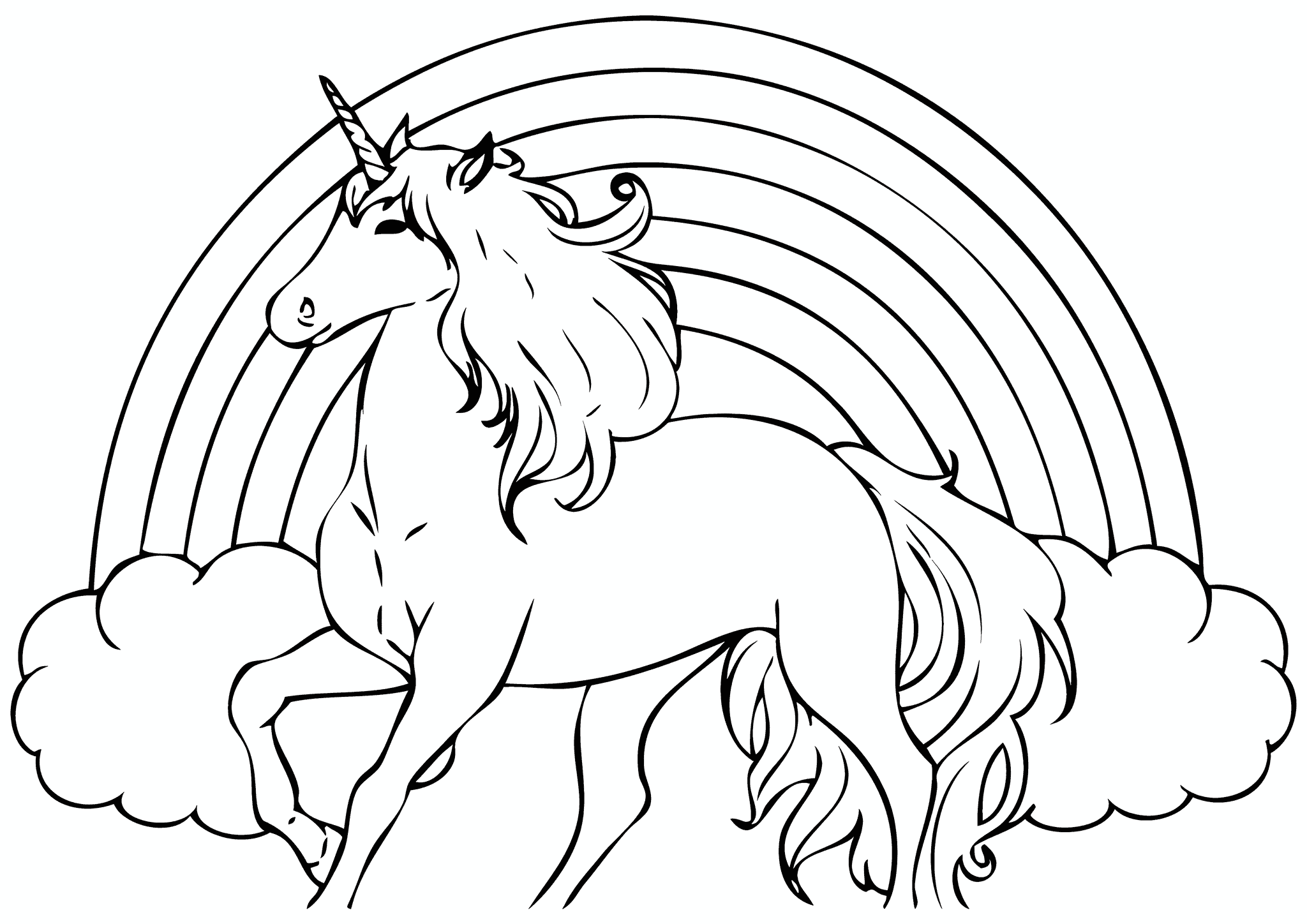 Unicorn and Rainbow in the Clouds