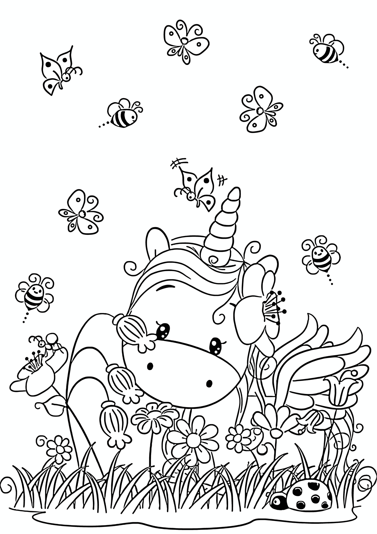 Unicorn in a Beautiful Garden