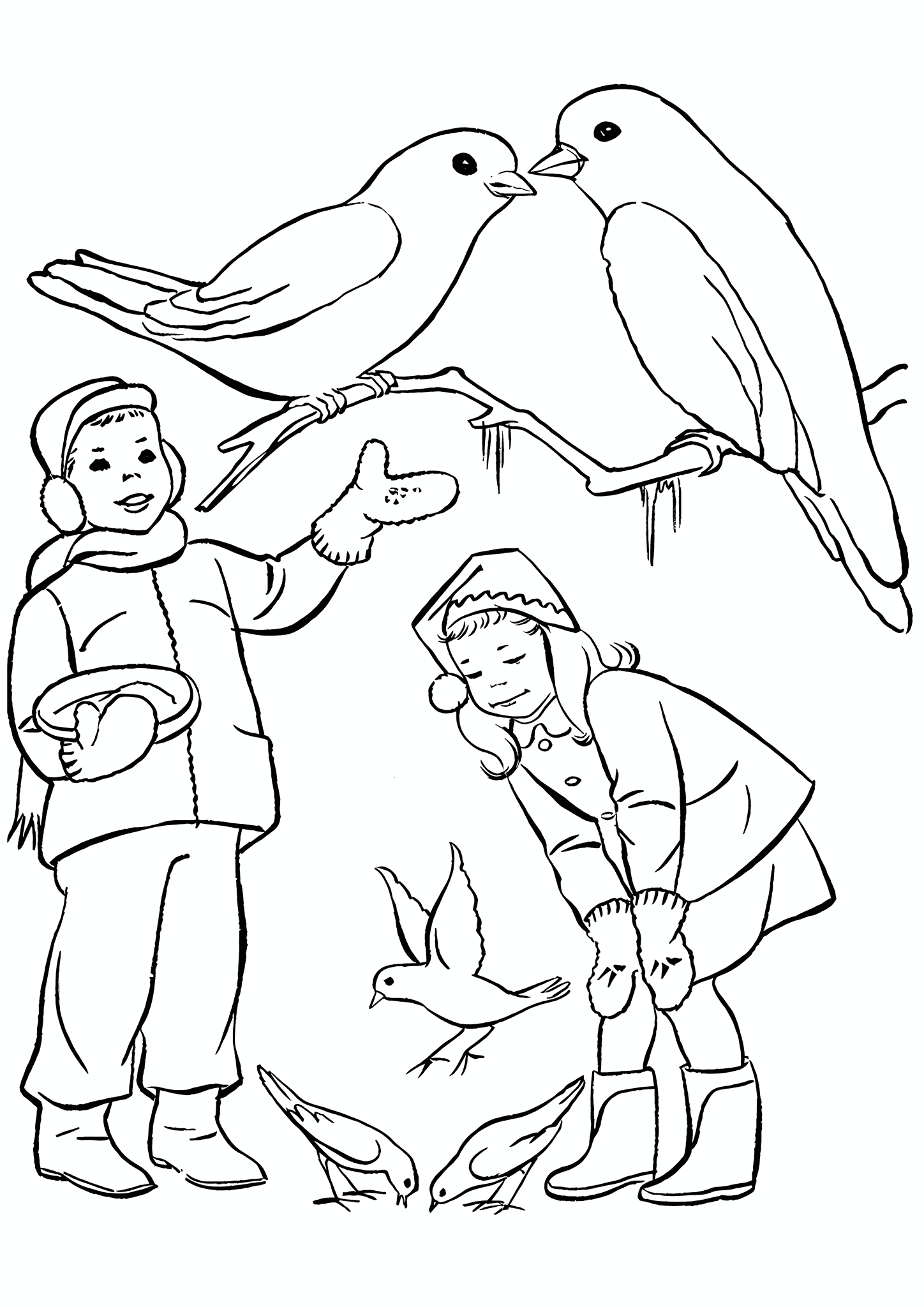 Winter: Feeding Pigeons