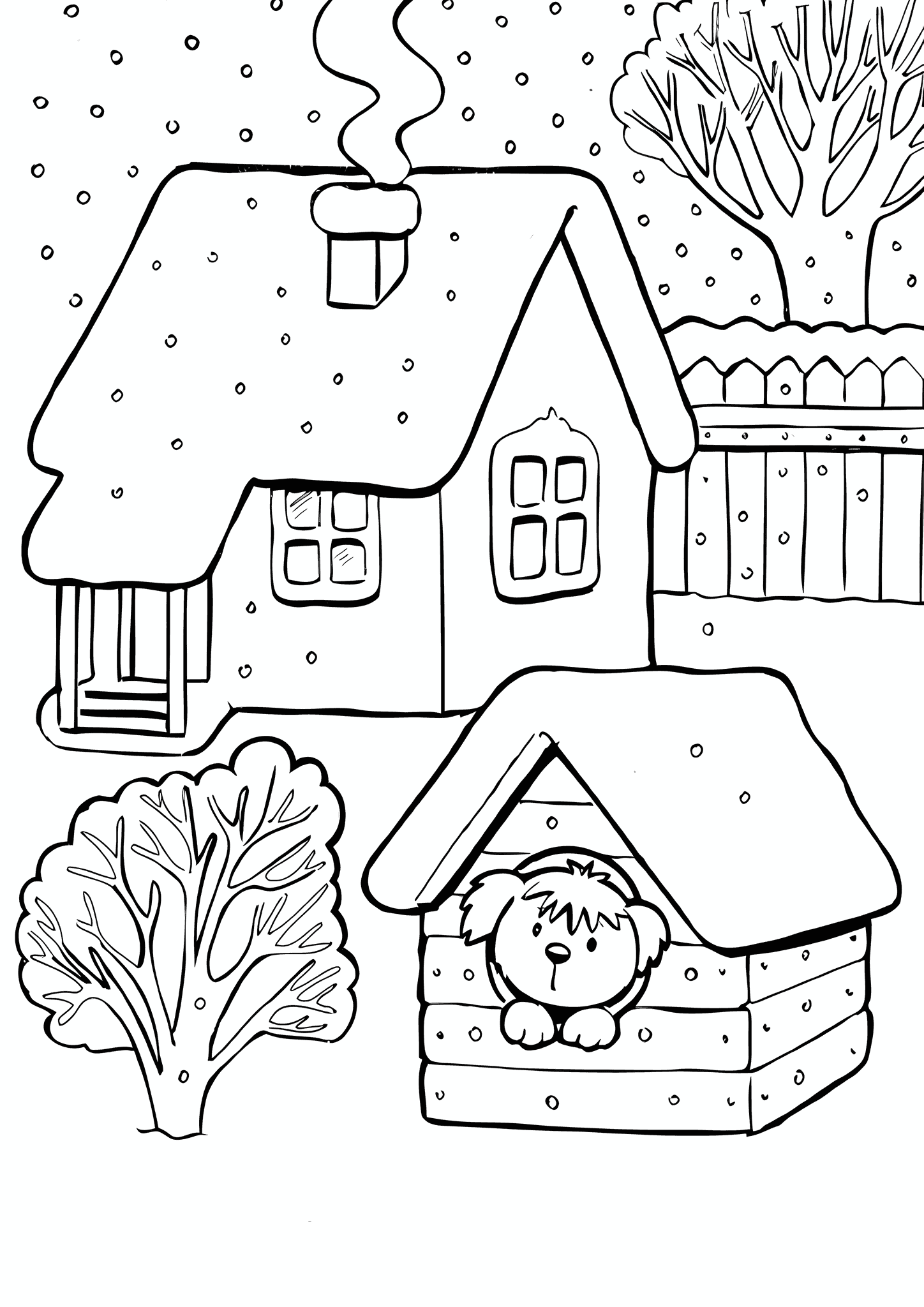 Dog in a Kennel in Winter